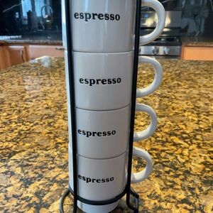 Espresso Stackable Mug Set with Stand